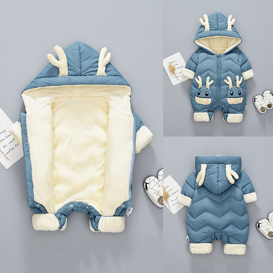 Baby Winter Snowsuit Plus Velvet Thick Baby Boys Jumpsuit 0-3 Years Newborn Romper Girl