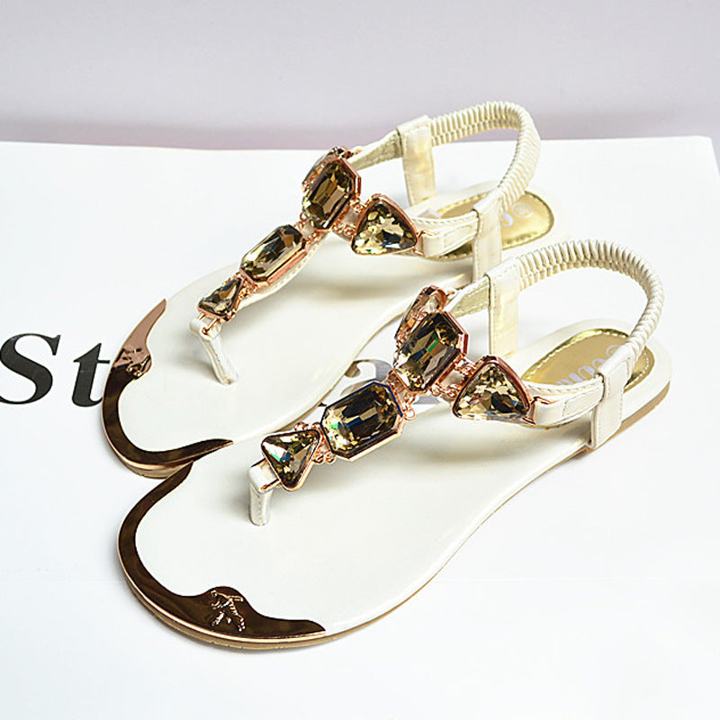 Sandals Women 2021 New Summer Sandals Women Shoes Casual Elastic Band Crytal Flat Sandals Light Wearproof Nonslip Women Sandals