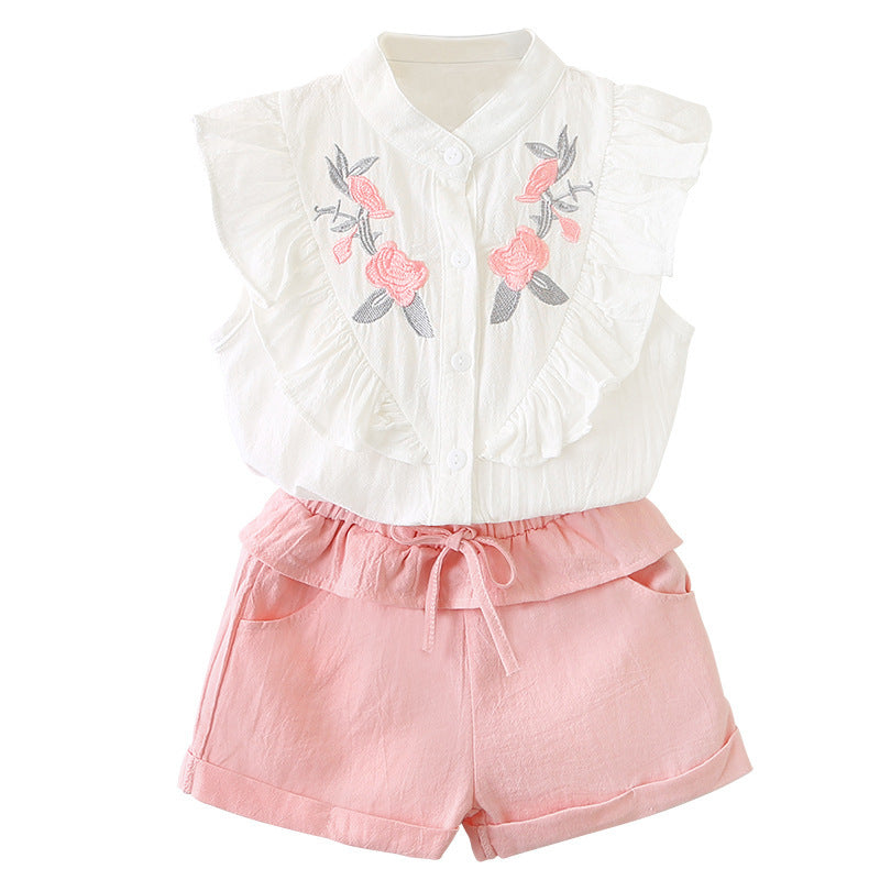 Top solid color shorts princess suit