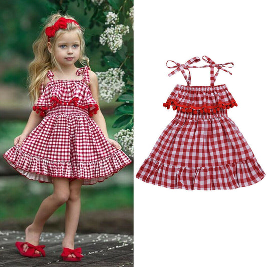 Red plaid dress Girls Dress