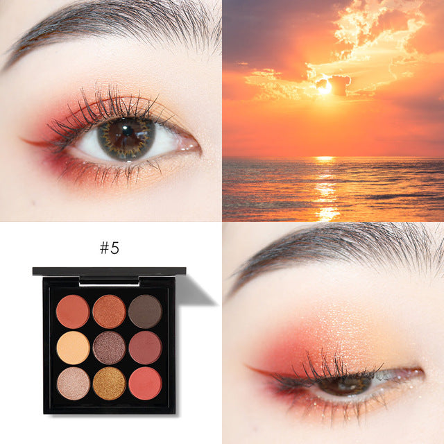 Nine-color Eyeshadow Palette Ins Pumpkin Red Brown Dirty Orange Powder