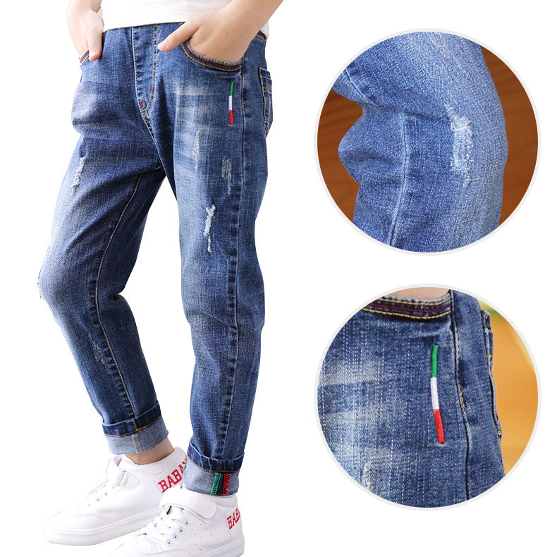 Boys denim trousers New style big children's Trouser.