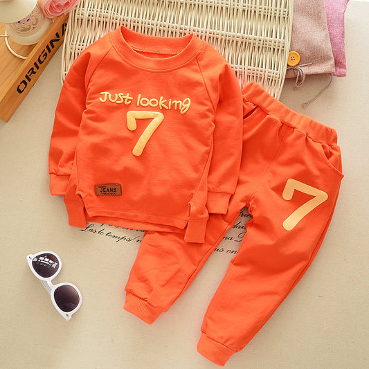 Boy Kid 7 suit male and female baby two-piece suit