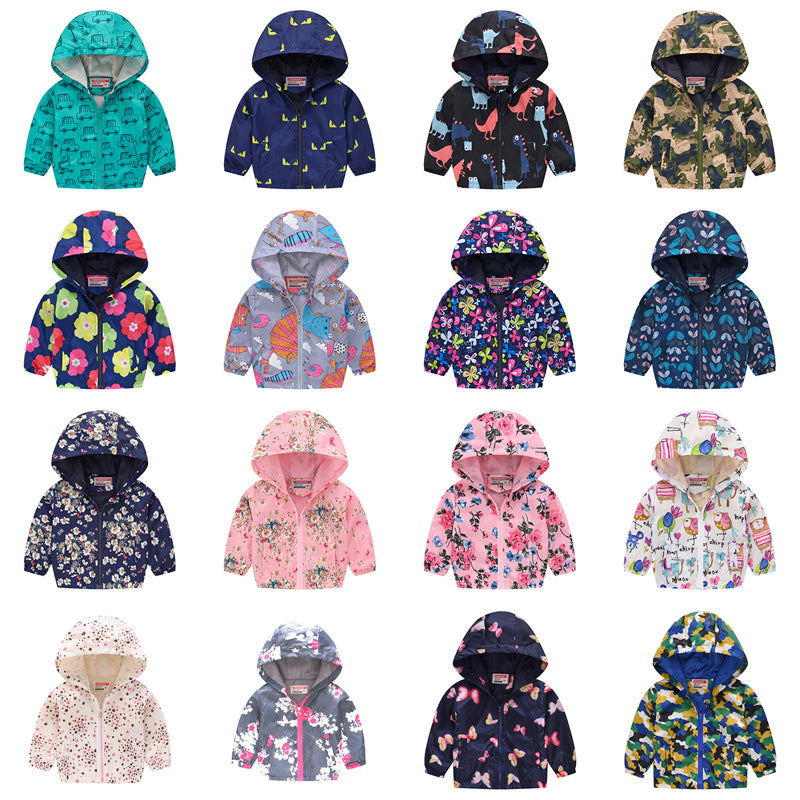 Hooded jacket with print pattern Boys Girls 16 Pattern Available