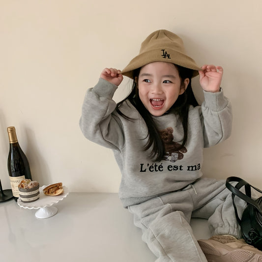 Cute Print Girl Velvet Sweater  Sweatpants Velvet Suit