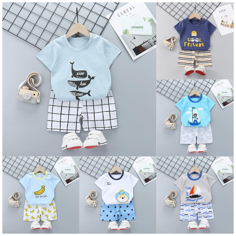 Children's Summer Short-sleeved Suit Pure Cotton