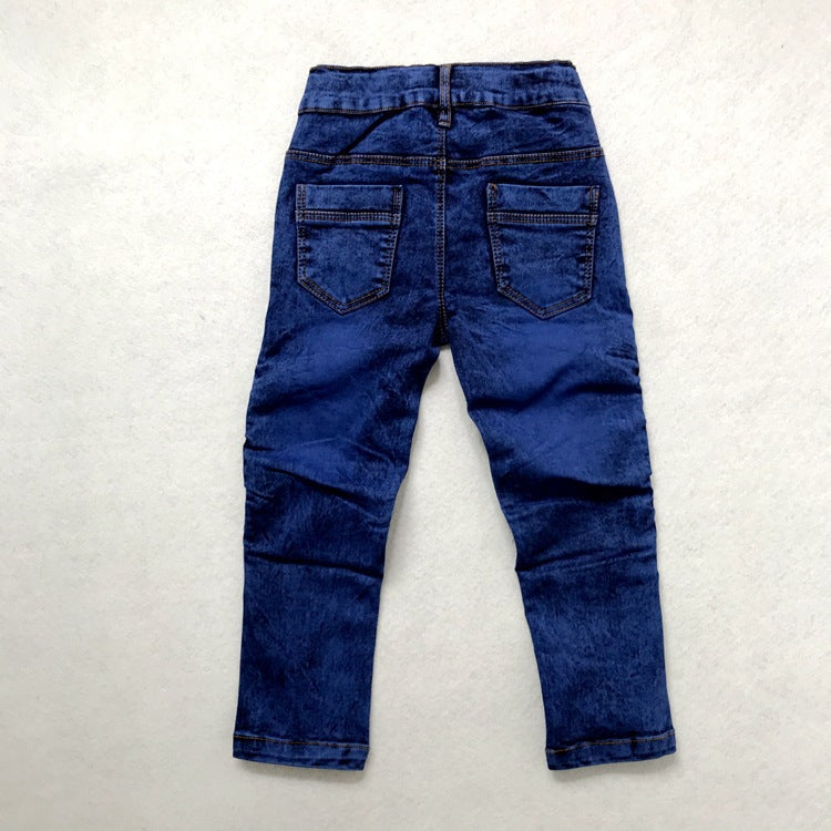 Boys Crinkled Stretch Slim Fit Kids Trousers