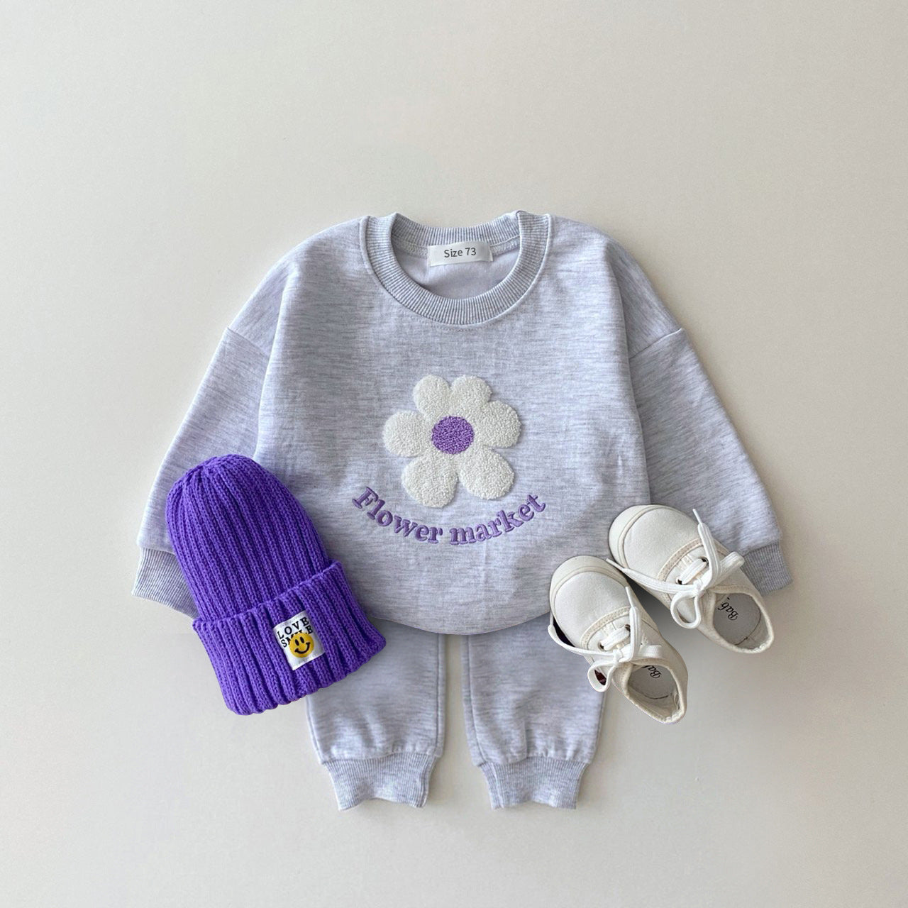 Children's Flower Letter Sweater Suit