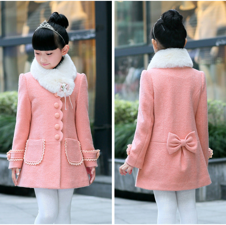 Children's fur collar coat Warm Winter Girls