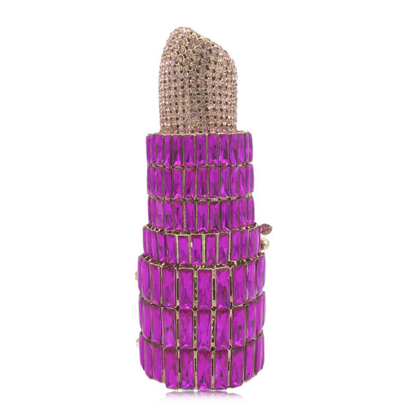 New Pointy-bottom Lipstick Shape Women Bag Lipstick Full Diamond Dinner Party