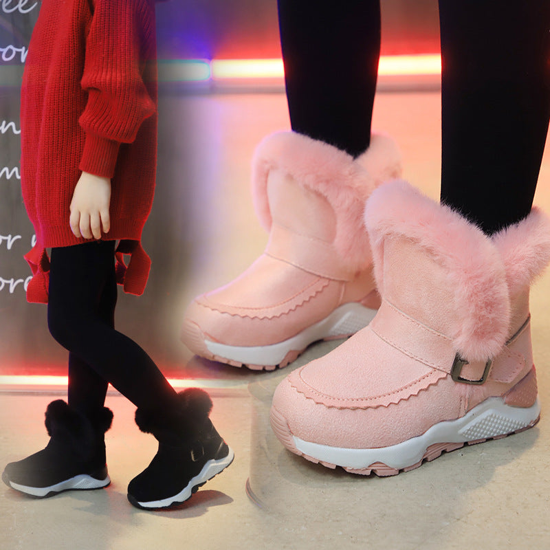 Girls Boys plus cotton padded boots Warm shoes