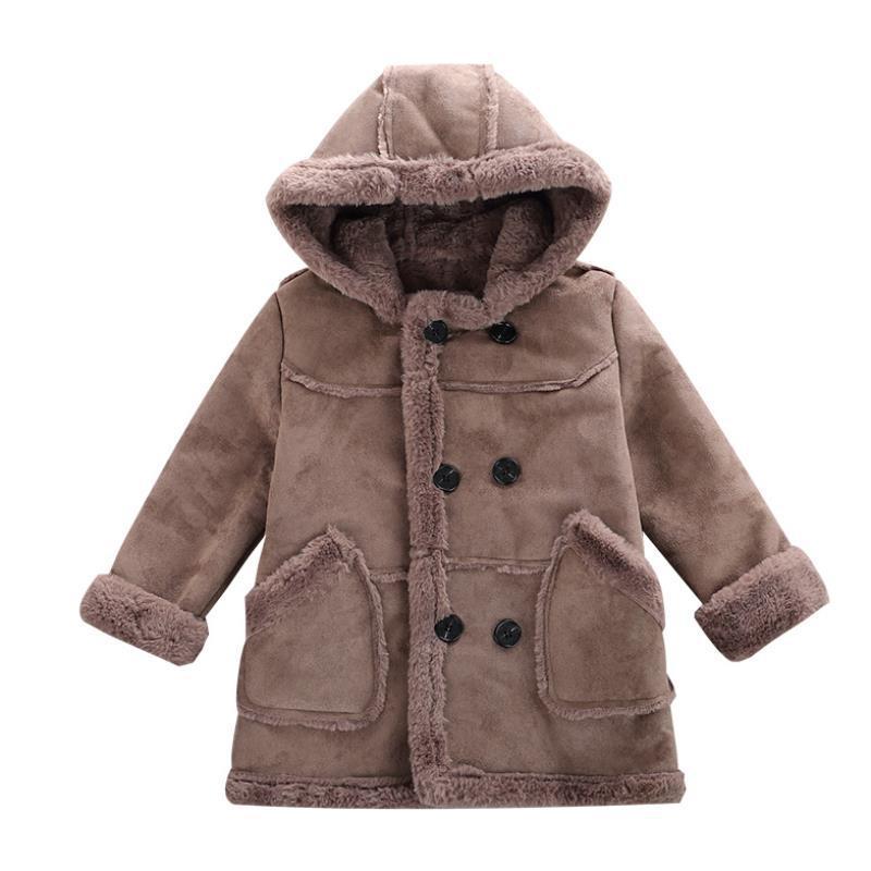 Winter Fashion Boys' Suede Padded Trench Coat Warm