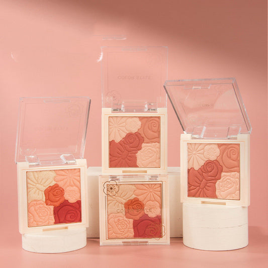 Embossed Petal Beautiful Professional Natural Contouring Highlight Blush Palette