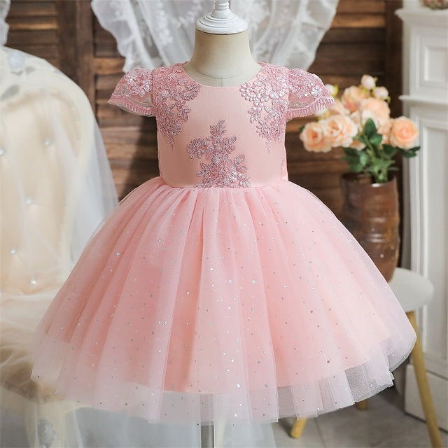 Girls 1 Year Birthday Dress Lace Wedding Flower Costume