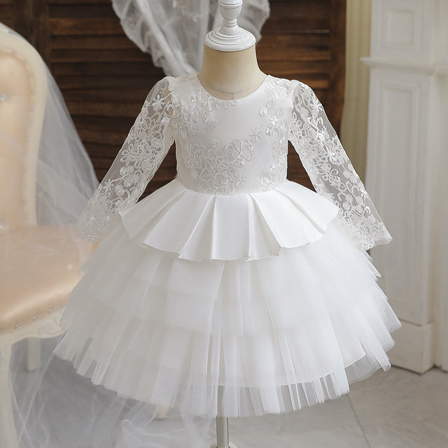 Girls 1 Year Birthday Dress Lace Wedding Flower Costume