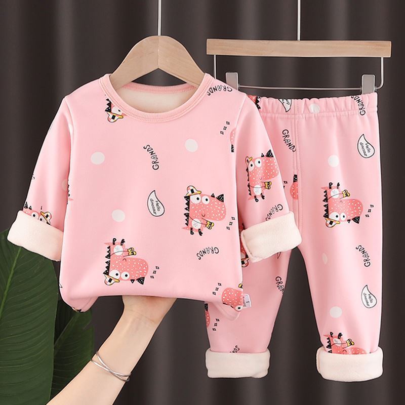 Winter Warm PJ'S Fleece Boy Girl Long-sleeved Thick Thermal Underwear Suit