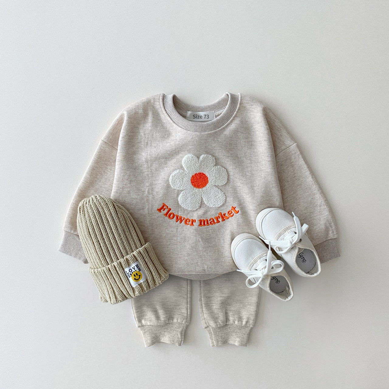 Children's Flower Letter Sweater Suit