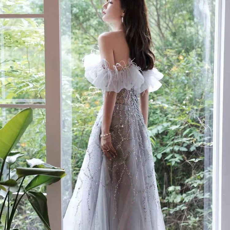 Off-shoulder Annual Conference Host Engagement Dress