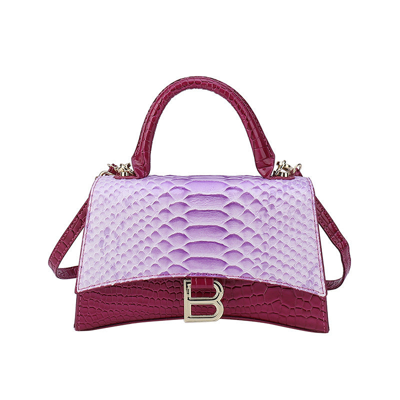 Women's Snake Pattern B Word Handbag