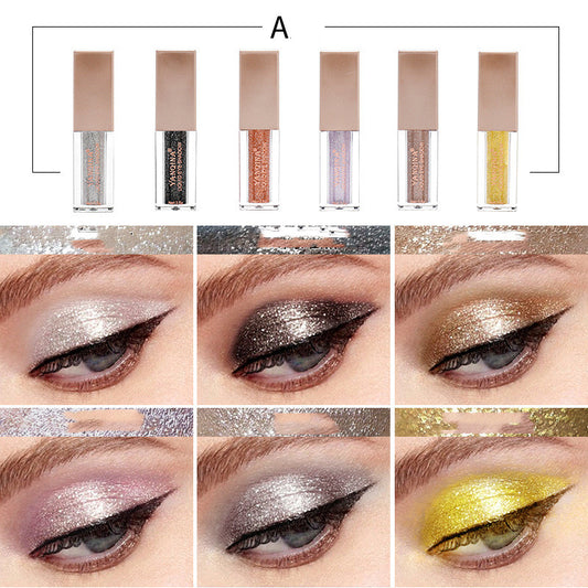 6 Pcs Set Matte Pearlescent Eyeshadow Sequined Diamond Eyeshadow Set