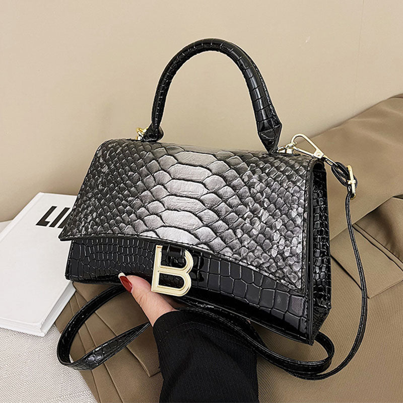 Women's Snake Pattern B Word Handbag