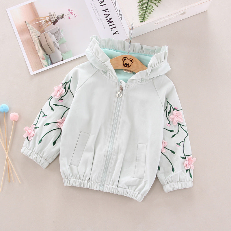 Casual Loose Version Solid Color Hooded Flower Trench Coat