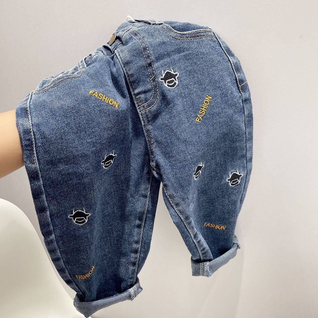 Boys Girls Denim Casual Children's All-match Long Pants