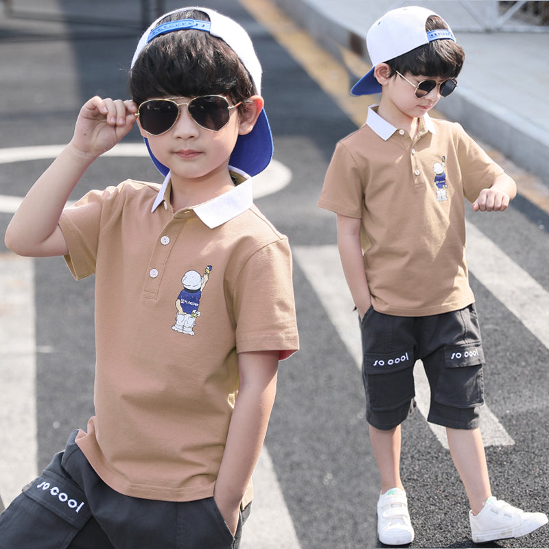 Children  Cotton Cartoon Suit  Short-sleeved Suits 2 Piece Suit