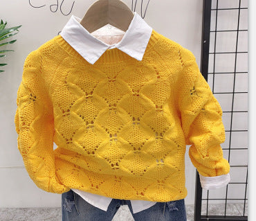 Children's New Sweater With Printed Shirt And Jeans