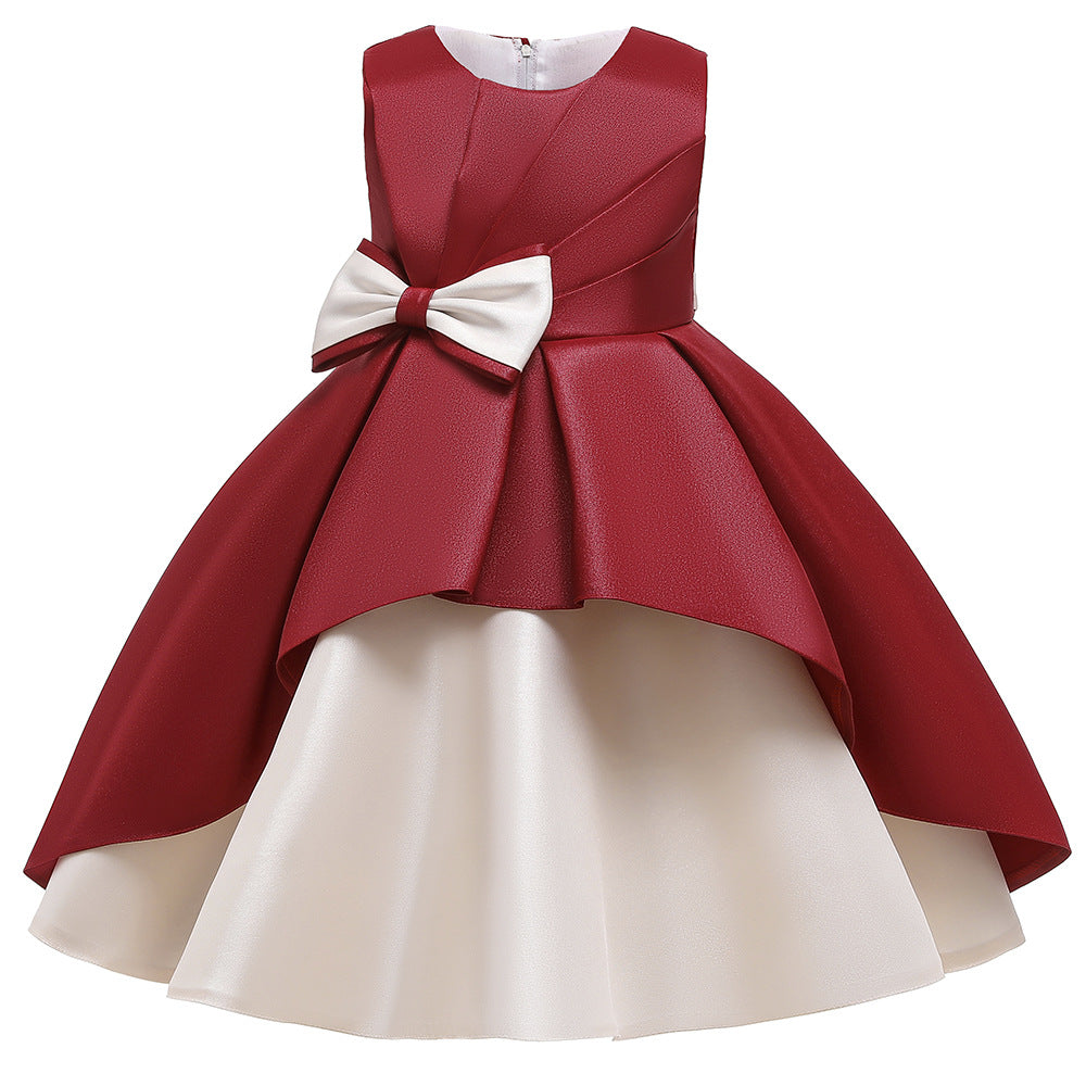 Children's Dress Big Bow Sleeveless A-line Skirt  Evening Dress Dress Cute Princess Skirt