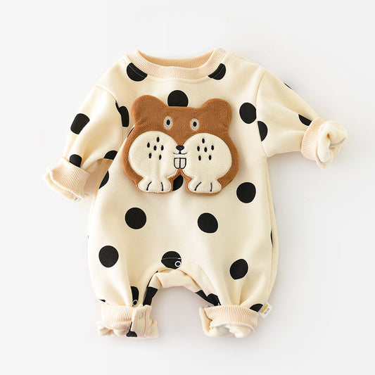 Baby Spring And Autumn One-piece Long-sleeved Cartoon Romper Winter