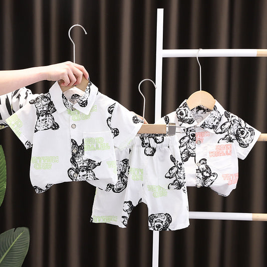 Baby Boy Lapel Short Sleeve Shirt Suit Kids Lightweight Children's Clothing