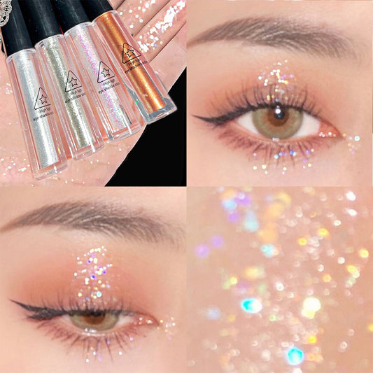 Pearlescent Shiny Eyeshadow Waterproof Long Lasting Diamond Glitter Liquid Eye Shadow Makeup Highlighter Pigment Cosmetics