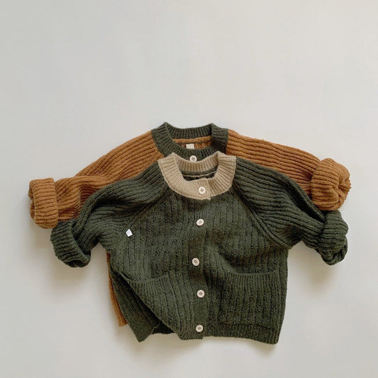 Children's Contrast Mohair Sweater Coat Girls