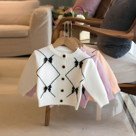 Children's Sweater Bow Knot Girls' Cardigan