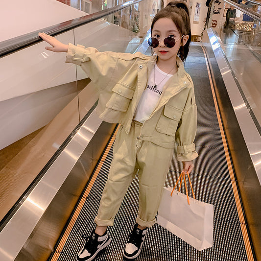 Pure Color Trendy Two Piece Suit Korean Version Trend Cotton