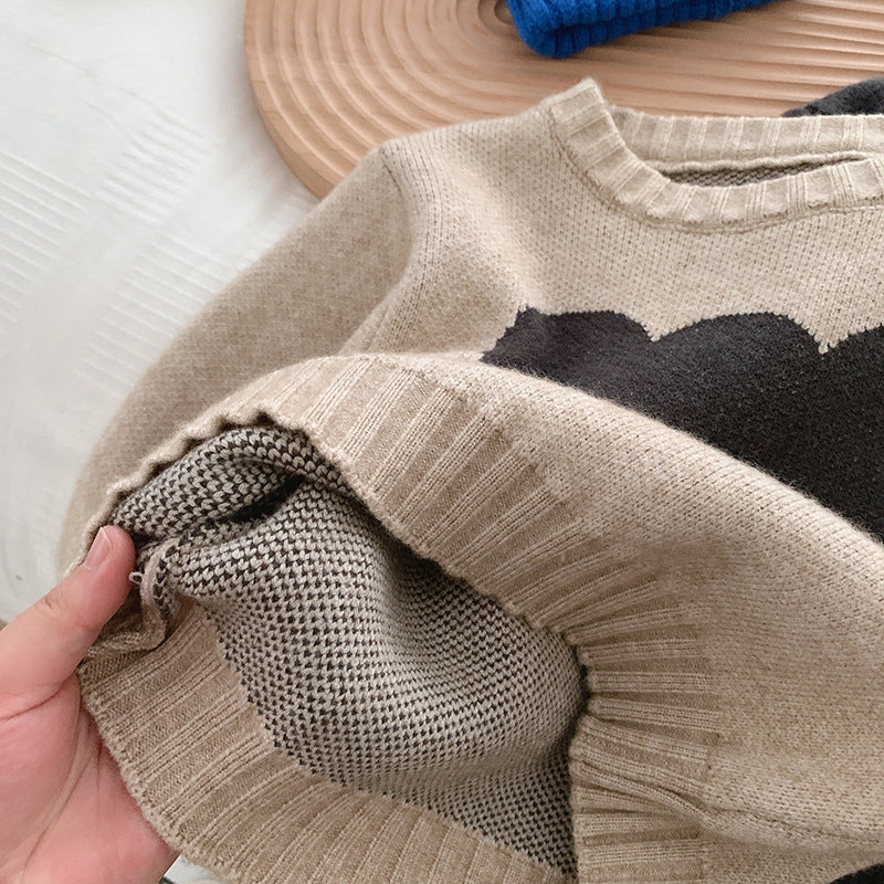 Fashion Sweater Boys Bear Jacquard Knit