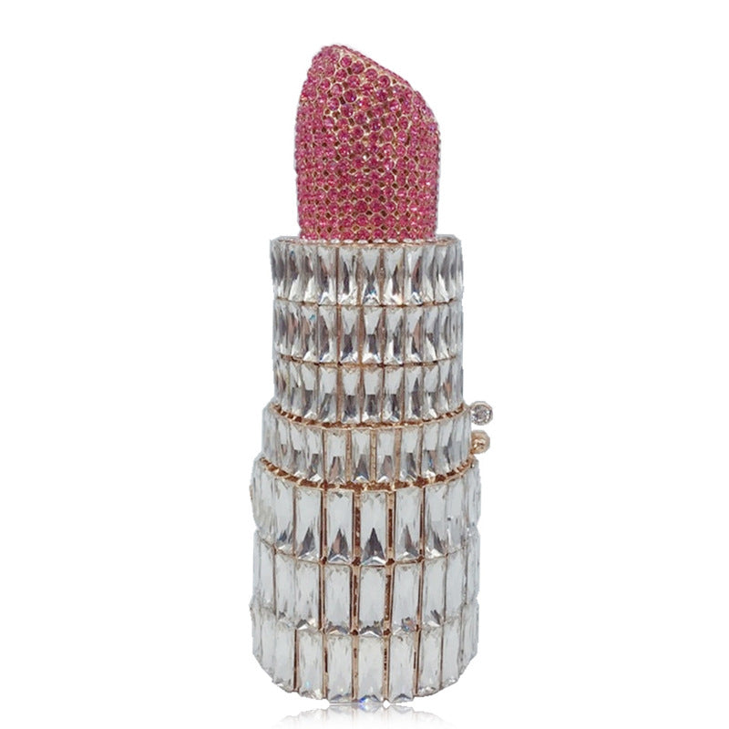 New Pointy-bottom Lipstick Shape Women Bag Lipstick Full Diamond Dinner Party